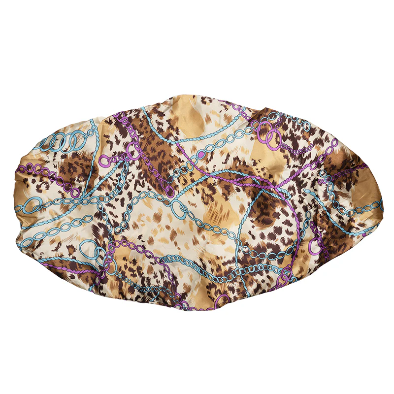 Ms. Remi Deco Silky Wide Edge Braid Bonnet Ultra Jumbo, 1 Piece Sleep Cap, Leopard Chain Pattern - Image 3