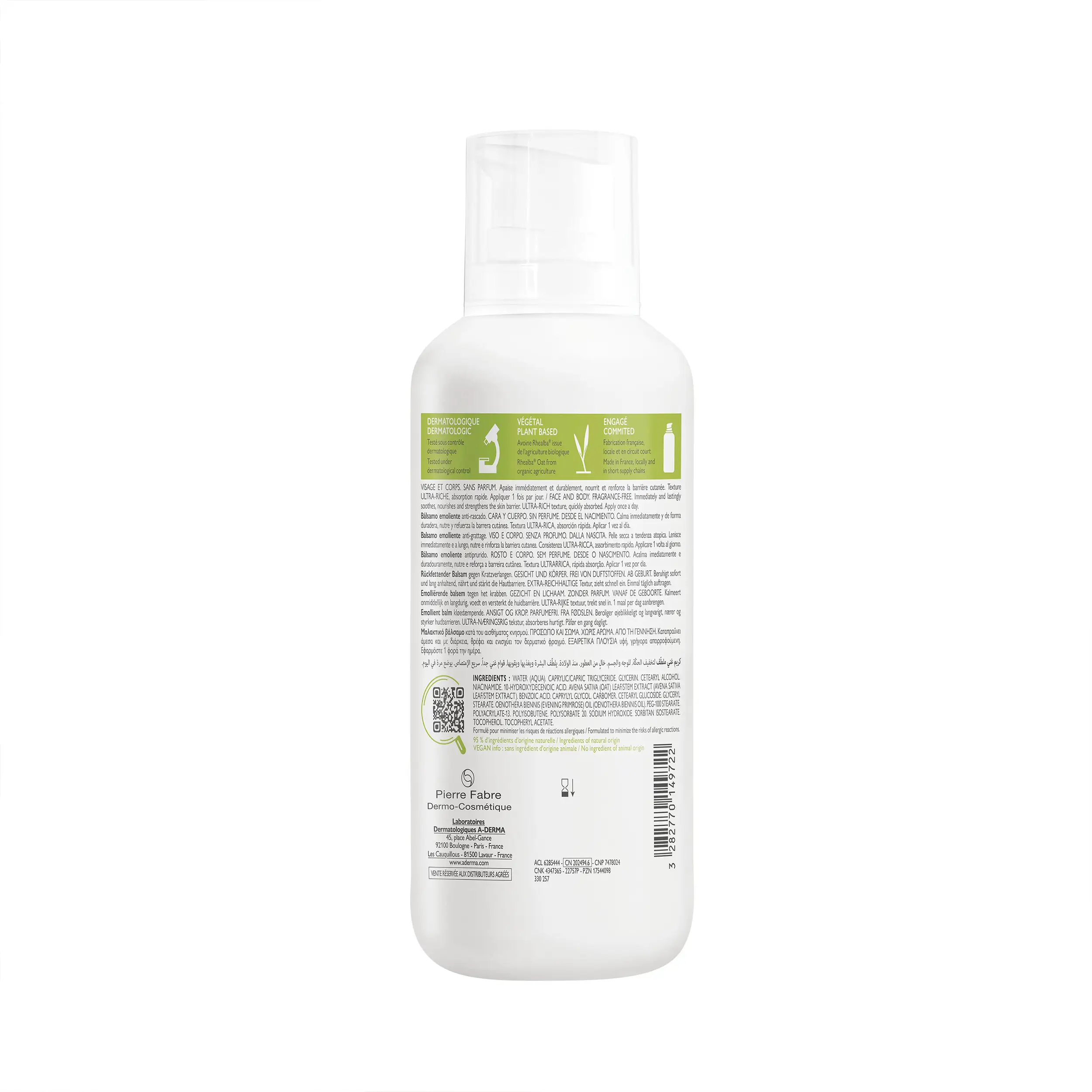 A-Derma Exomega Control Emollient Balm 400ml - Image 2