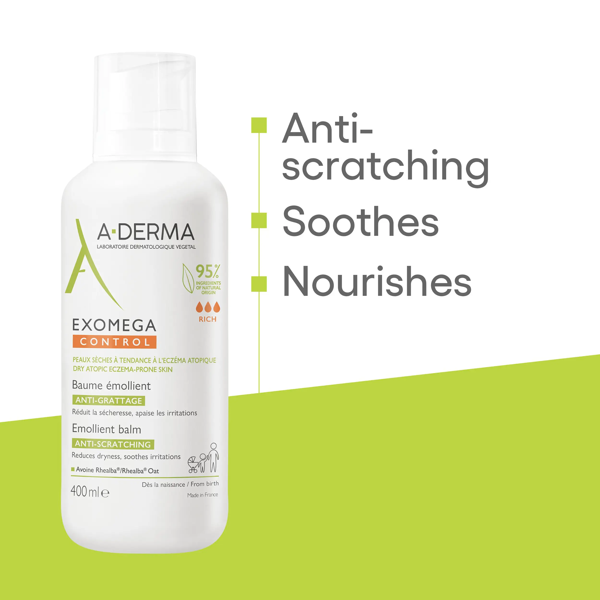 A-Derma Exomega Control Emollient Balm 400ml - Image 3