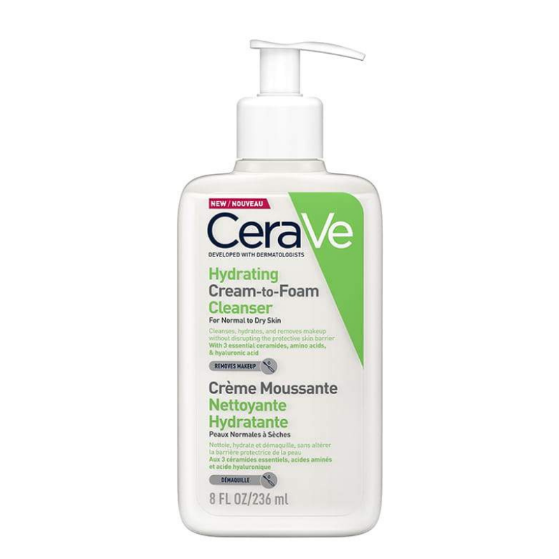 Cerave hydrating cream-to-foam cleanser for normal to dry skin 236ml 7.98fl.oz