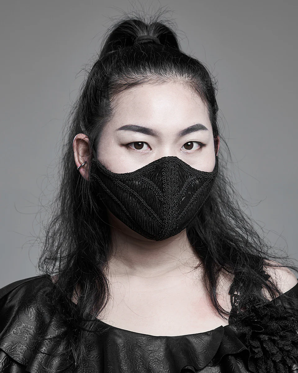 Punk Rave Mens Womens Gothic Steampunk Face Cover Mask Black Braided Frogging - Image 4